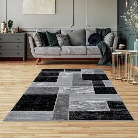 WALL-TO-WALL Verena Geometric 2 x 3 ft. Scatter Rectangle Area Rug, Black & Gray WA2607182